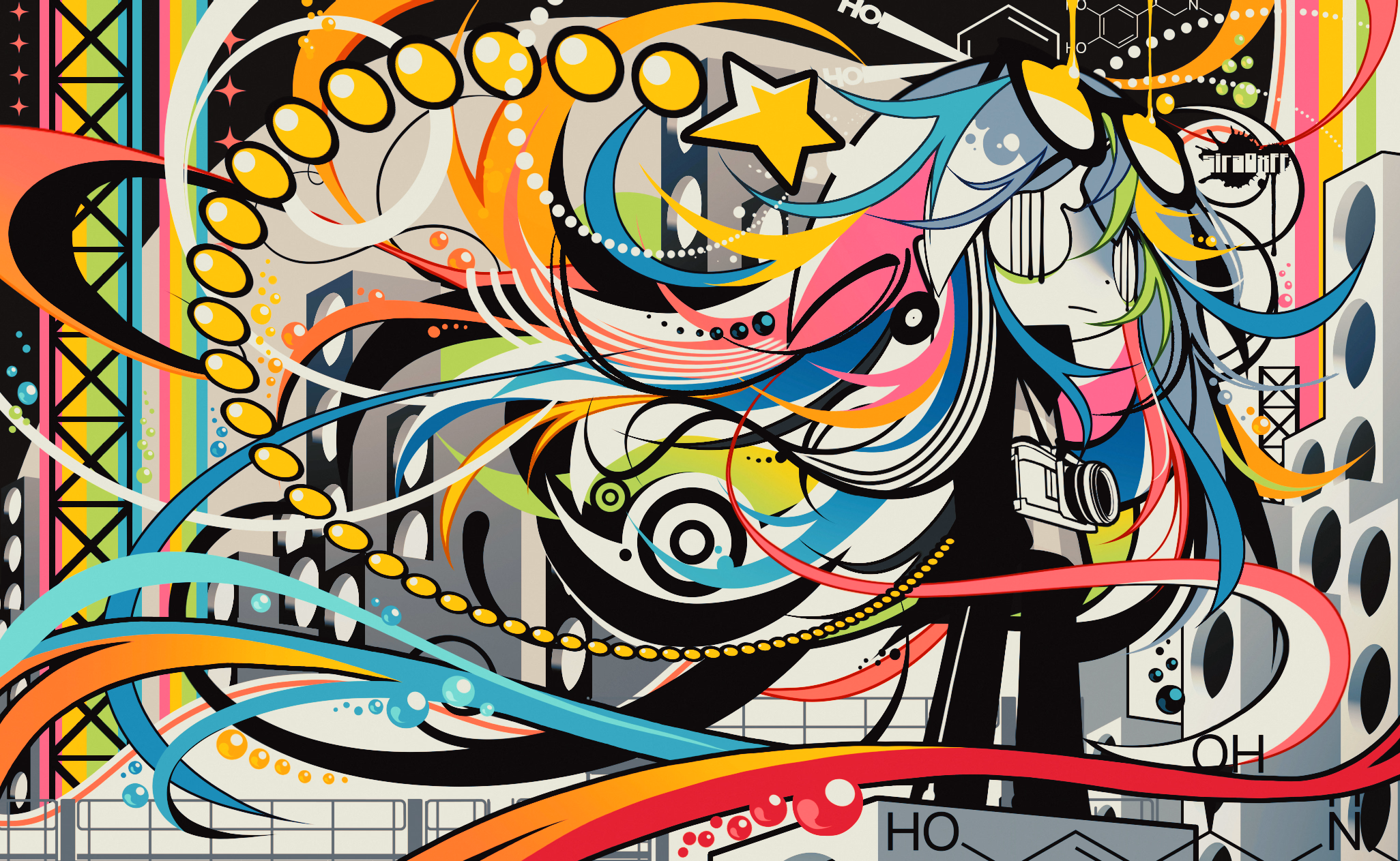 sierra with colorful frutiger metro background - art by sira0xff